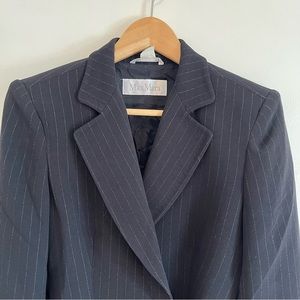Max Mara two piece crepe navy and soft pinstripe suit